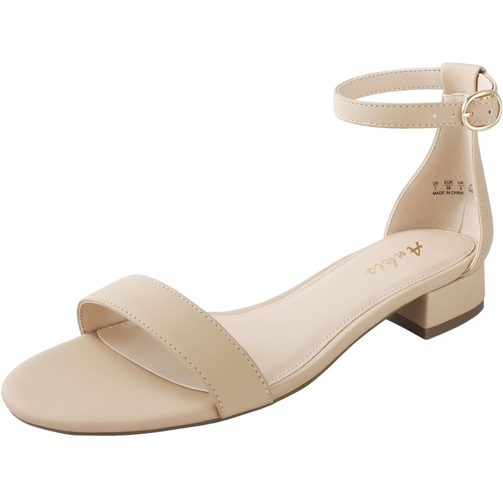 Ankis Women's Beige Ankle Strap Sandals